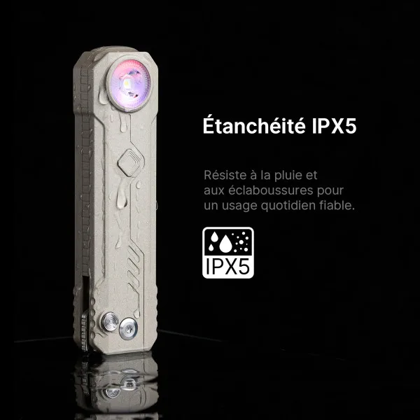 Oknife LK | Couteau Pliant en Acier M390 avec Lampe LED Rechargeable 400 Lumens et Éclairage RGB
