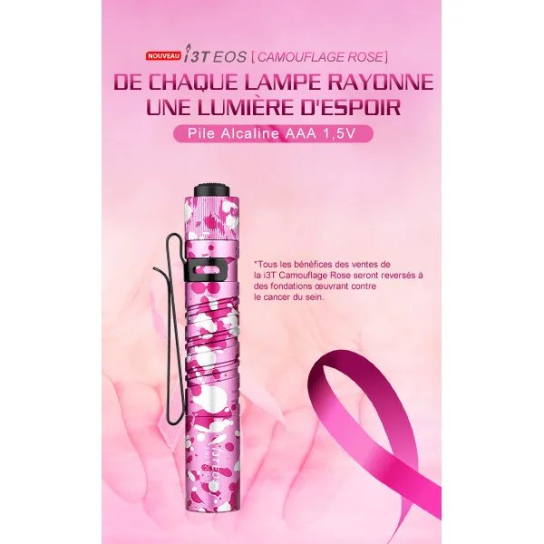 ?Vente de Charité?Olight i3T EOS Camouflage Rose - Lampe De Poche 180 Lumens