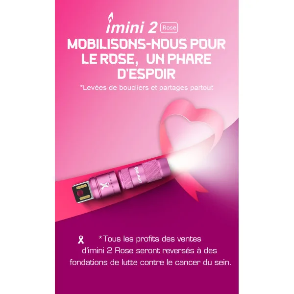 ?Vente de Charité?Olight iMini 2 Rose - Mini Lampe LED