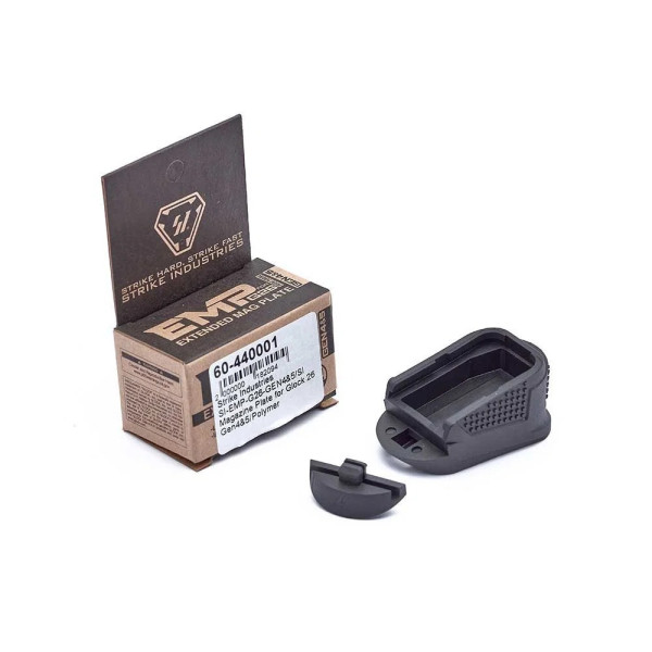Strike Industries SI-EMP-G26-GEN4&5/SI talon de chargeur Glock 26 Gen4&5/Polymère  Chez DEVILLE ARMORY. Votre armurerie en ligne
