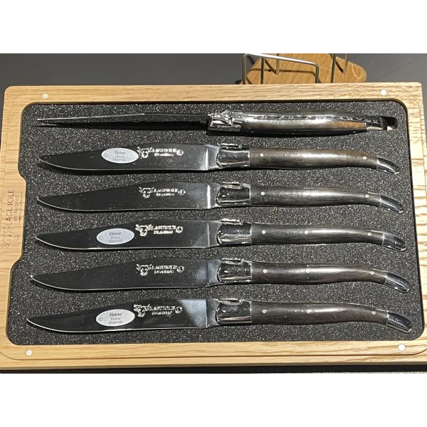 Coffret 6 couteaux de table Ebene inox Laguiole en Aubrac