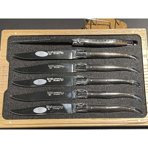 Coffret 6 couteaux de table Ebene inox Laguiole en Aubrac