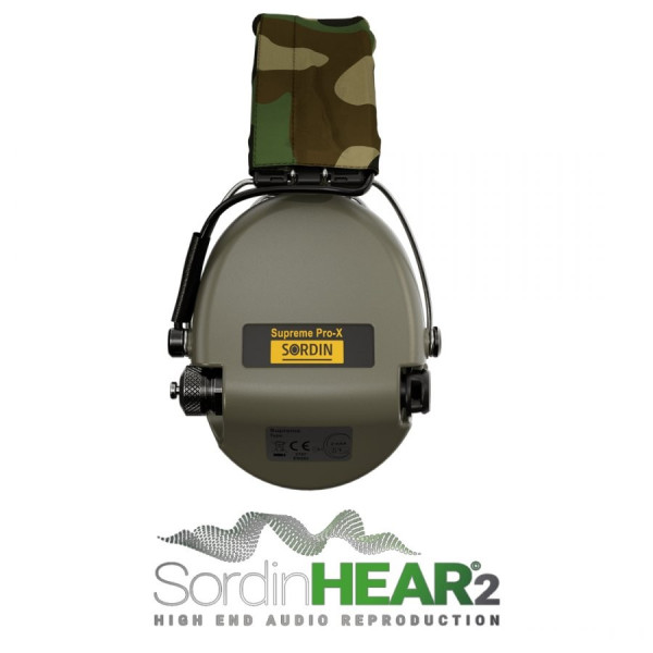 Casque anti-bruit électronique Sordin Supreme Pro-X – couleur Vert OD, serre-tête cuir
