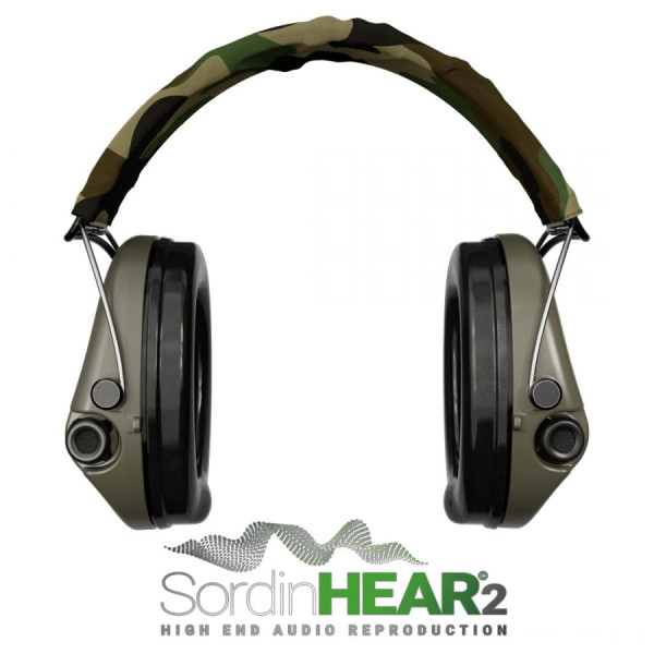 Casque anti-bruit électronique Sordin Supreme Pro-X – couleur Vert OD, serre-tête cuir