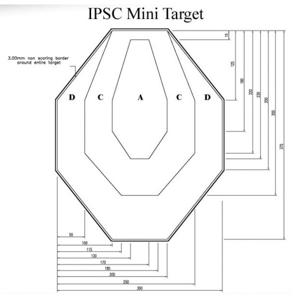 Cibles carton IPSC miniatures 60 % dos blanc – lot de 50 cibles miniatures