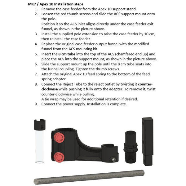 Trieur automatique de douilles DAA (ACS), kit de montage seul – kit de montage Mark 7 Apex 10
