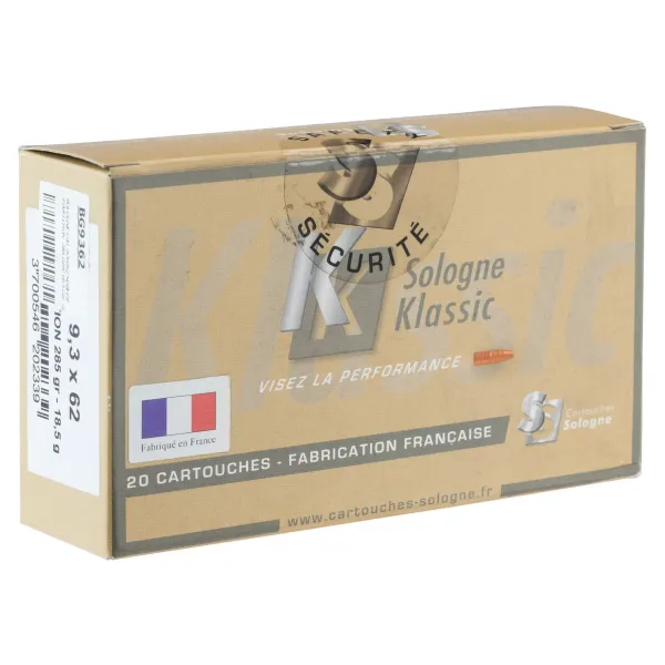 Cartouches à percussion centrale Sologne 9.3 x 62