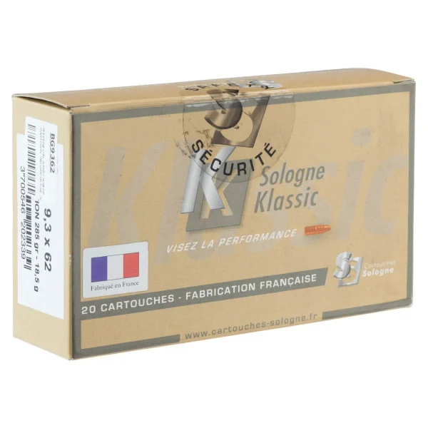 Cartouches à percussion centrale Sologne 9.3 x 62