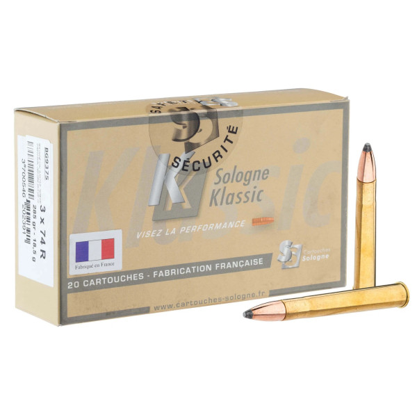 Cartouches à percussion centrale Sologne 9.3 x 74 R  Chez DEVILLE ARMORY. Votre armurerie en ligne.