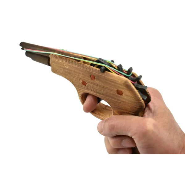 Pistolet à élastiques en bois