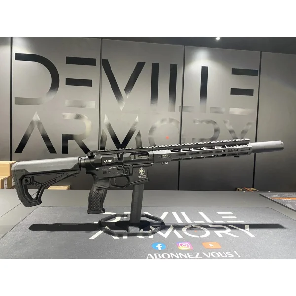 CARABINE ADC AR9 SILENCE CAL. 9X19 NOIR 9.5" GARDE MAIN 12" AVEC A-TEC PMM6 1/2X28