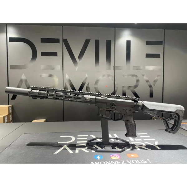 CARABINE ADC AR9 SILENCE CAL. 9X19 NOIR 9.5" GARDE MAIN 12" AVEC A-TEC PMM6 1/2X28