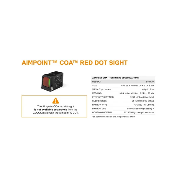Pistolet Glock 19 Gen5 FS 9x19 + A-Cut Aimpoint COA