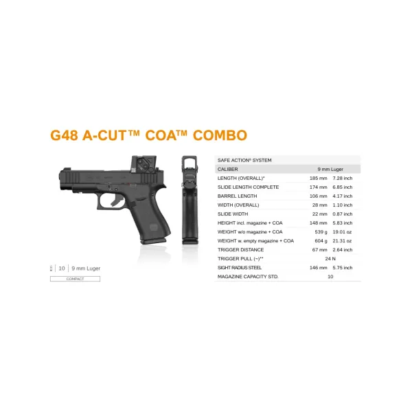 Pistolet Glock 48 Gen5 FS A-Cut Combo Aimpoint COA 9x19