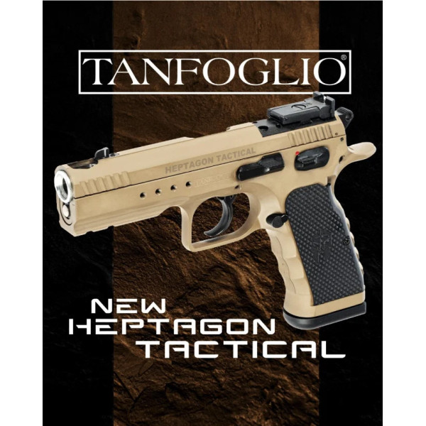 Pistolet TANFOGLIO HEPTAGON TACTICAL 9X19 OR  Chez DEVILLE ARMORY. Votre armurerie en ligne.