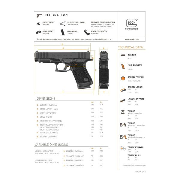 Pack GLOCK 49 GEN6 + Viseur Osight X  Chez DEVILLE ARMORY. Votre armurerie en ligne.