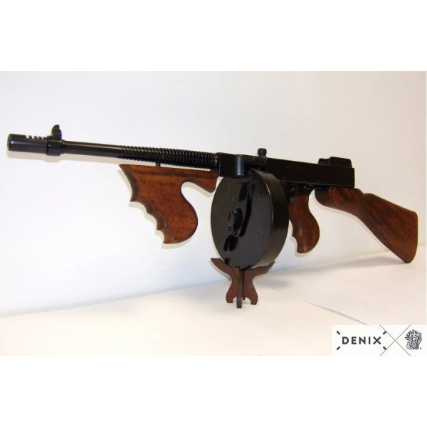 Réplique décorative Denix de la mitraillette Thomson M1928 - Chargeur camembert  Chez DEVILLE ARMORY. Votre armurerie en ligne.