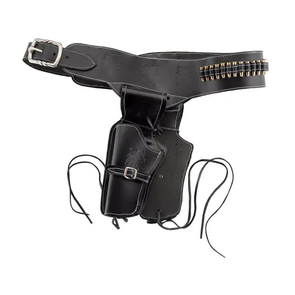 Denix Ceinturon noir pour 1 ou 2 revolvers Western