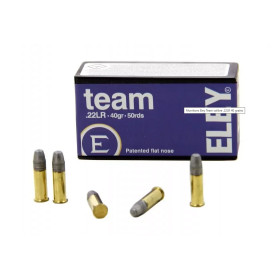 Munitions Eley Team calibre .22LR 40 grains  Chez DEVILLE ARMORY. Votre armurerie en ligne.