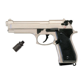 PISTOLET BRUNI MODELE 84 NICKELE 9MM BLANC/GAZ  Chez DEVILLE ARMORY. Votre armurerie en ligne.