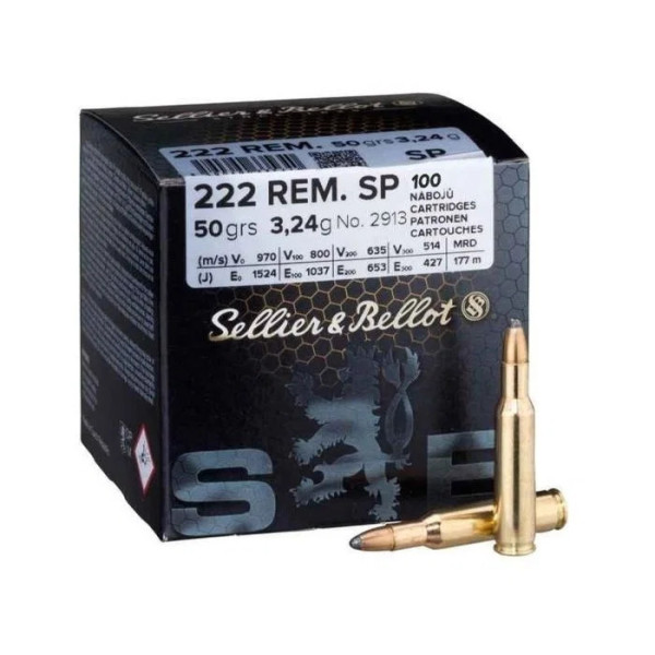 Cartouches S&B 222 REM SP 50gn VRAC X100 +  Chez DEVILLE ARMORY. Votre armurerie en ligne.