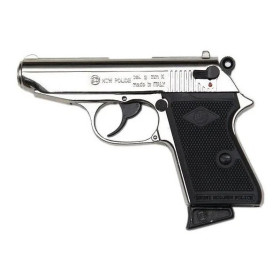 PISTOLET BRUNI POLICE NICKELÉ 9MM BLANC/GAZ  Chez DEVILLE ARMORY. Votre armurerie en ligne.