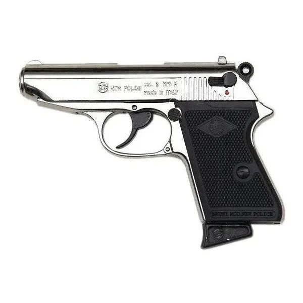 BBM PISTOLET BRUNI POLICE NICKELÉ 9MM BLANC/GAZ