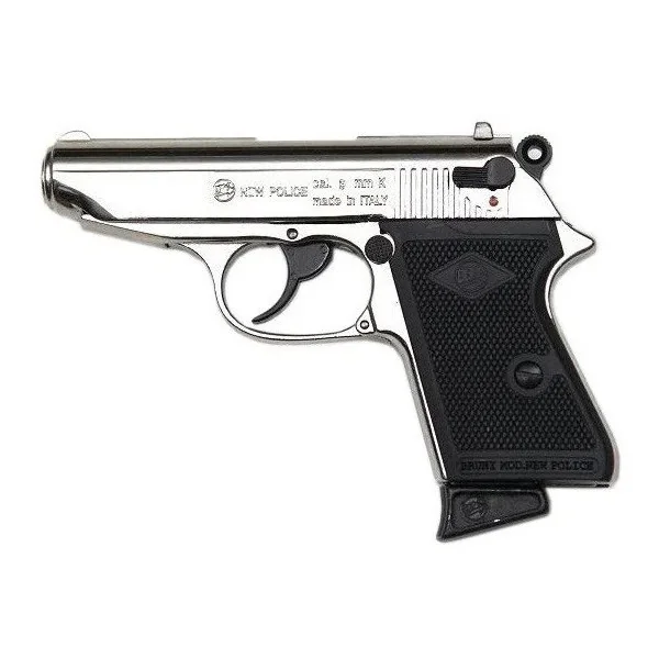 BBM PISTOLET BRUNI POLICE NICKELÉ 9MM BLANC/GAZ