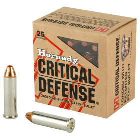 25 Cartouches Hornady 357Mag 125gr FTX Critical defense  Chez DEVILLE ARMORY. Votre armurerie en ligne.