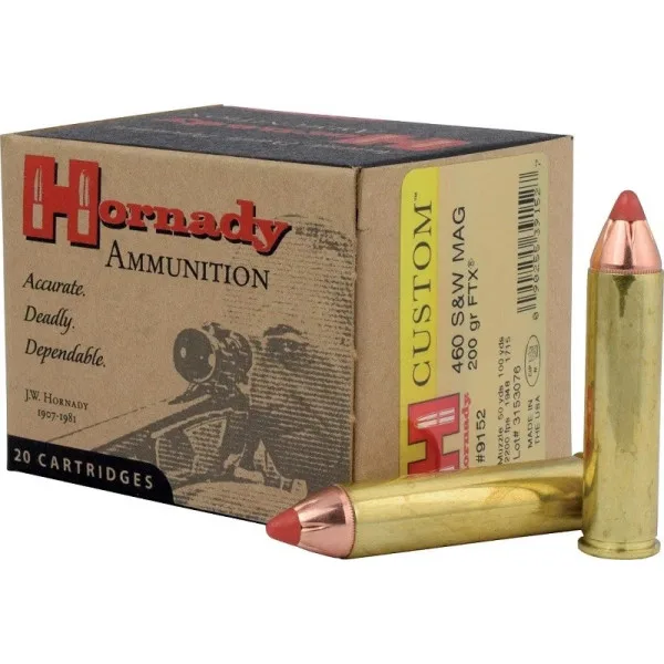 Boîte de 20 cartouches Hornady 460 S&W 200 GR FTX