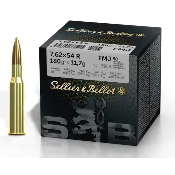 Sellier Bellot Cartouches S&B 7,62x54R 180gn FMJ X50 VRAC