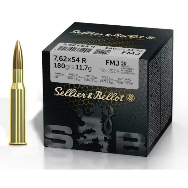 Sellier Bellot Cartouches S&B 7,62x54R 180gn FMJ X50 VRAC