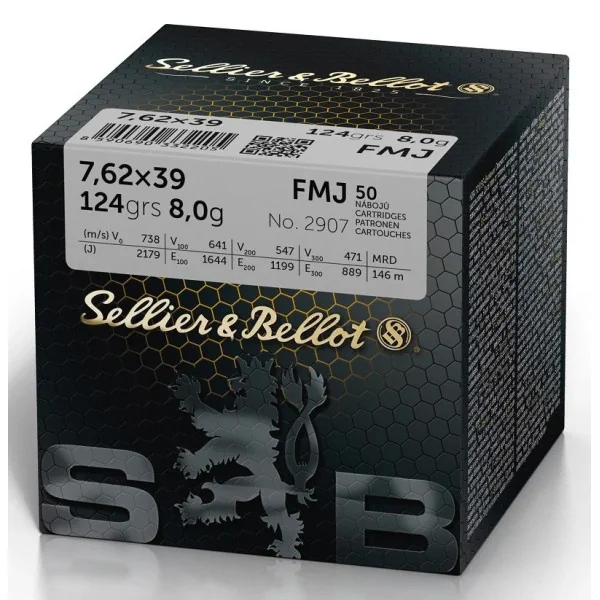 Sellier Bellot Cartouches S&B 7,62X39 FMJ 8G VRAC x50