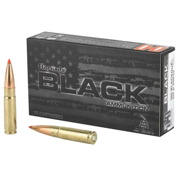 REF.80891 Boîte de 20 cartouches Hornady 300 Blackout 208GR A-MAX BLACK