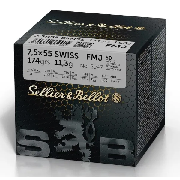 Sellier Bellot Cartouches S&B 7,5x55 SWISS FMJ X50 VRAC
