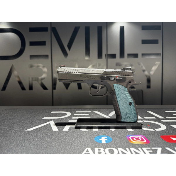 Pistolet CZ SHADOW 2 CUSTOM Cobalt 9X19  Chez DEVILLE ARMORY. Votre armurerie en ligne.