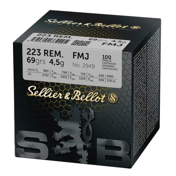 Sellier Bellot 100 Cartouches S&B .223r fmj 69grains