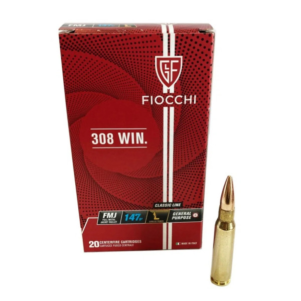 Cartouches FIOCCHI 308WIN CLASSIC LINE FMJ 147GR /20  Chez DEVILLE ARMORY. Votre armurerie en ligne.