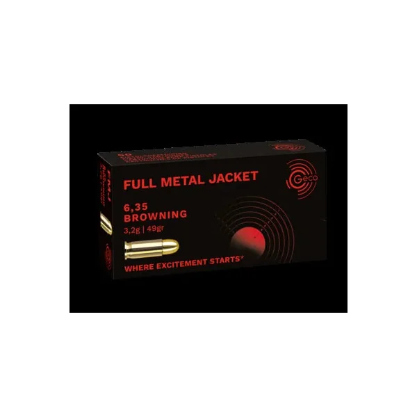 50 Cartouches GECO 6,35mm BROWNING FMJ