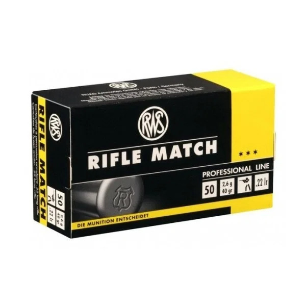 50 Cartouches RWS .22LR RIFLE MATCH  Chez DEVILLE ARMORY. Votre armurerie en ligne.