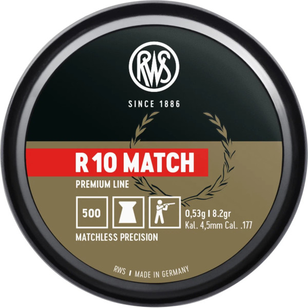 RWS R10 MATCH 4,50mm 0,53g par 5.000  Chez DEVILLE ARMORY. Votre armurerie en ligne.