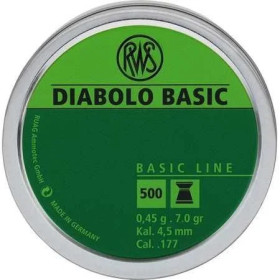 RWS DIABOLO Basic 4,5mm 0,45g boite de 500 plombs  Chez DEVILLE ARMORY. Votre armurerie en ligne.