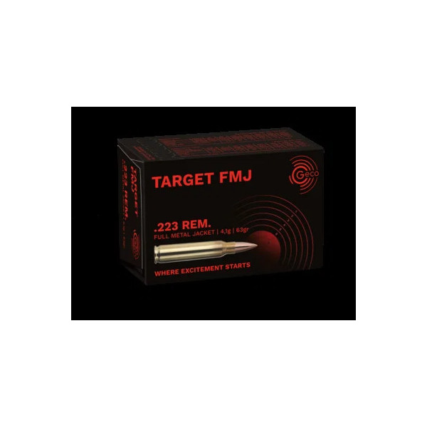 50 Cartouches GECO 223R 63gr FMJ  Chez DEVILLE ARMORY. Votre armurerie en ligne.