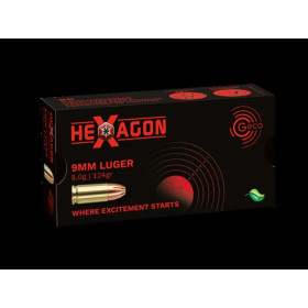 50 Cartouches GECO 9x19 LUGER Hexagon 124gr  Chez DEVILLE ARMORY. Votre armurerie en ligne.
