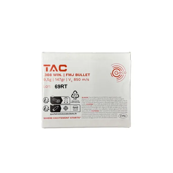 Cartouches Geco Tac 308Win 147Gr