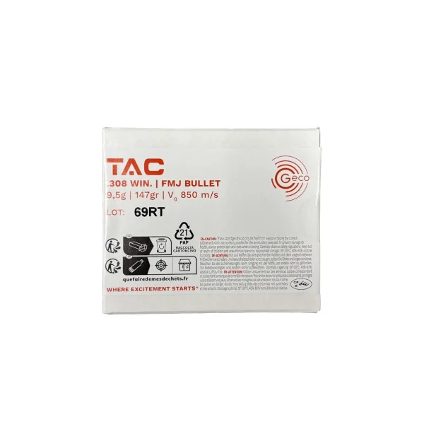 Cartouches Geco Tac 308Win 147Gr