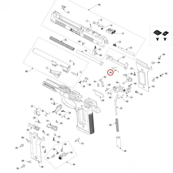 BERETTA 92 / 96 / 98 Détente Bar Ressort