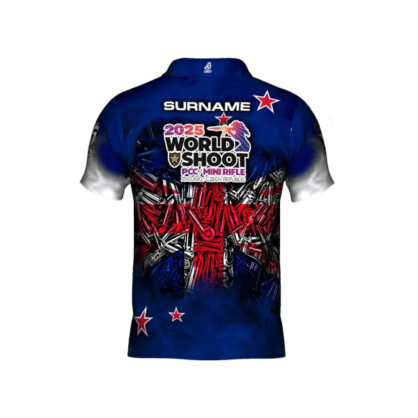 T-shirt officiel DED Nouvelle-Zélande PCCMR Worldshoot 2025, taille : 9XL, nom personnalisé : avec nom personnalisé, type de vêt