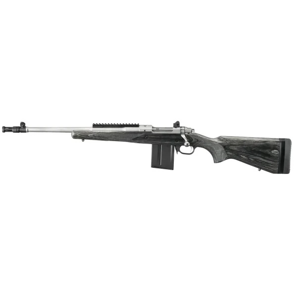 CARA RUGER GUNSITE SCOUT KM77-LG 308W GAUCHER CACHE FLAMME INOX 10CPS 18.7 46CM