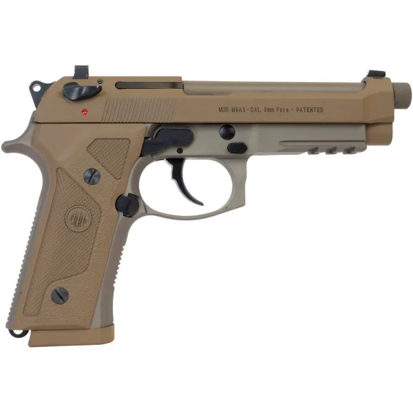 Pistolet BERETTA M9A3 9x19 5.1 FILETE 1/2-28 TAN ACTION FS SECURITE 17CPS JS92M9A3FR
